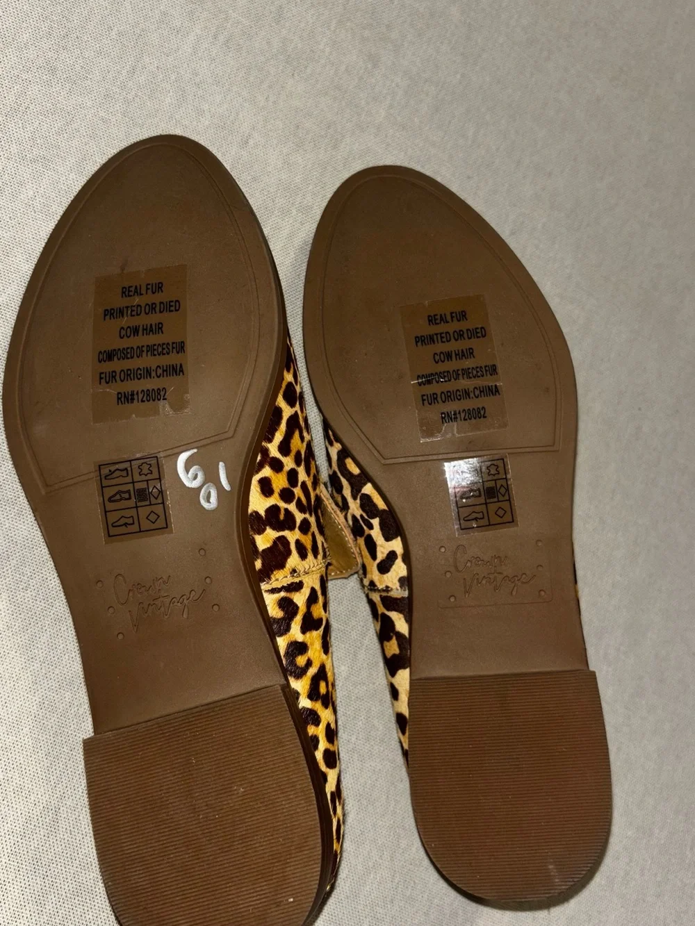 New Never Worn Crown Vintage Leopard Print Carla Loafer- 100% Cow Fur